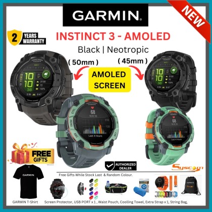 [NEW] Garmin Instinct 3 AMOLED (45mm / 50mm) Rugged outdoor GPS Smartwatches  + FREE Gifts
